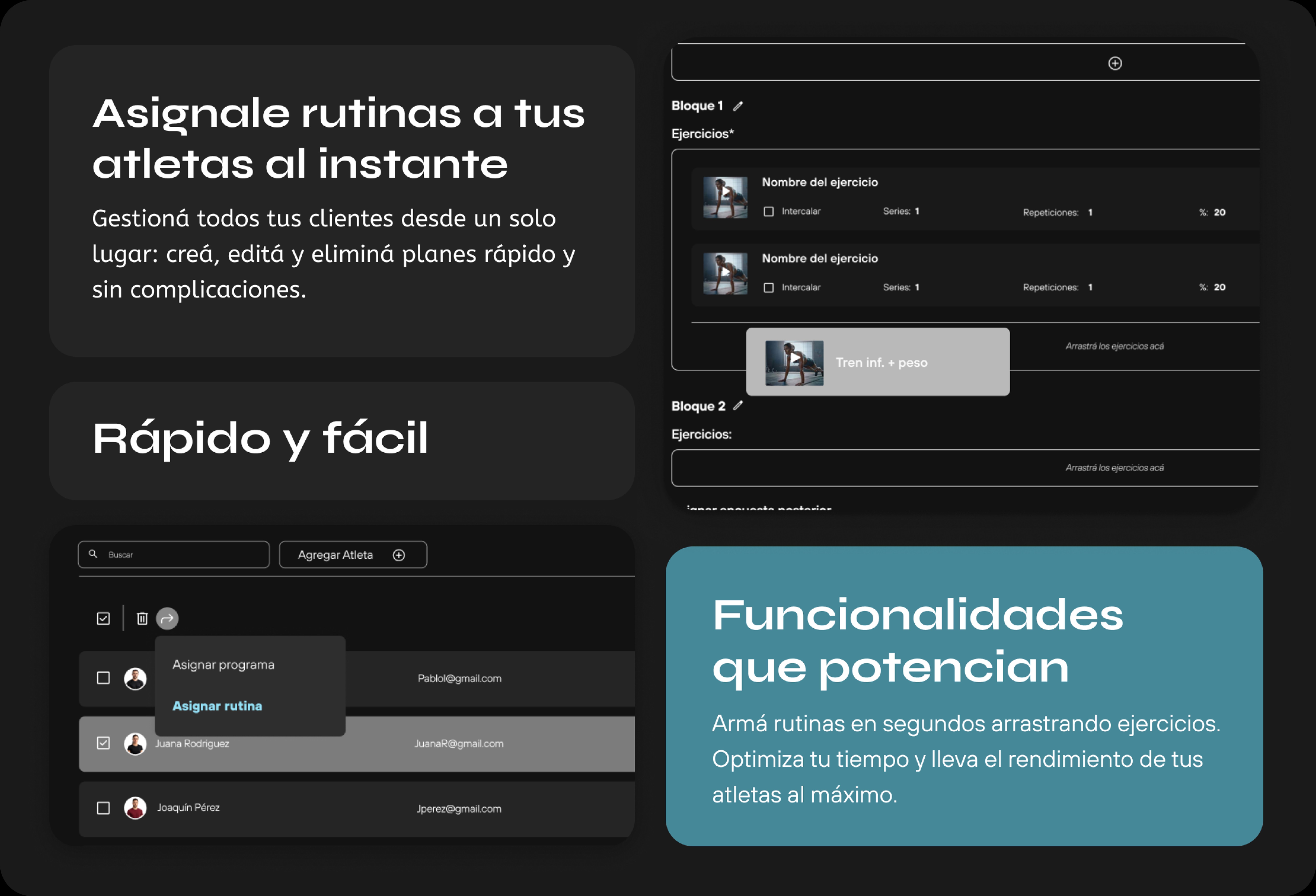 Crear programas y calendario de entrenamiento